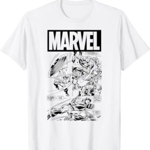 Marvel Captain America Retro Comic Panels Graphic T-Shirt